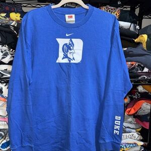 Vintage Nike Duke University Blue Center Swoosh Longsleeve Shirt Size M